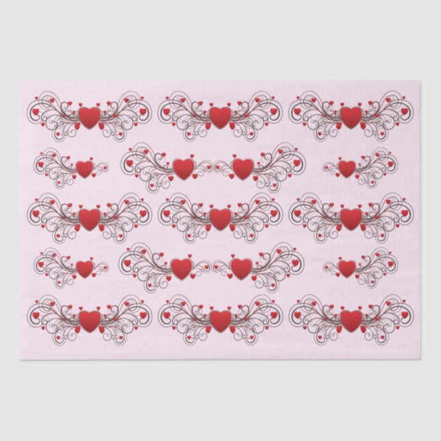 Papel De Seda Two Become One Scrolled Hearts Pink (Frente )