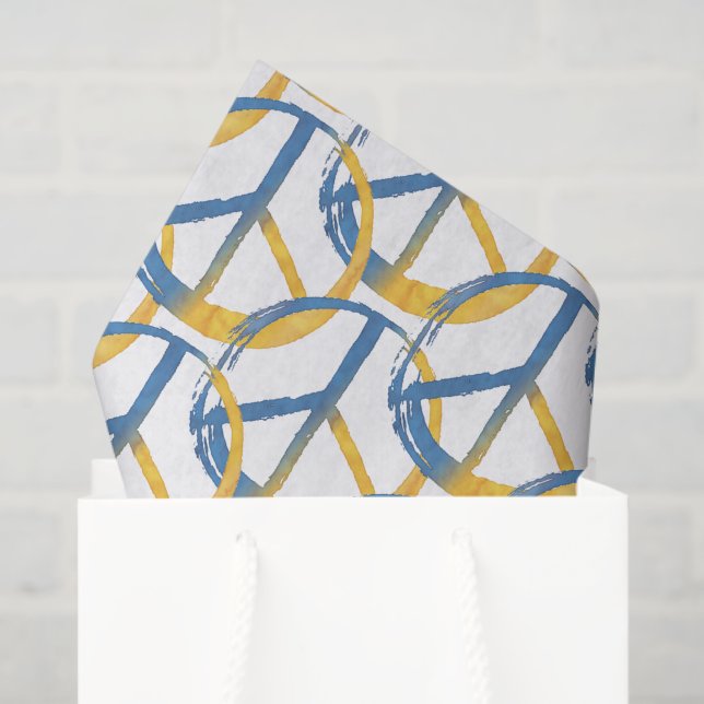 Papel De Seda Ucraniano - Símbolo PEACE Amarelo Azul da Ucrânia  (Sacola de presentes)