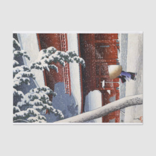 Papel De Seda ukiyoe hasui n04 Templo Zōjō-ji em Shiba