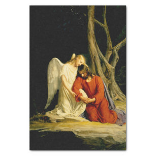 Papel De Seda Um Anjo Confortando Jesus por Carl Bloch 