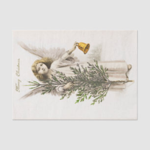 Papel De Seda Um anjo segurando um sino de Natal Vintage Holiday