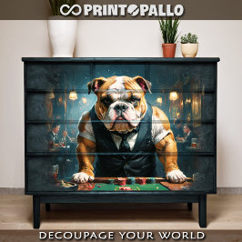 Papel De Seda Um bulldog inglês joga como crupiê em um cassino 
