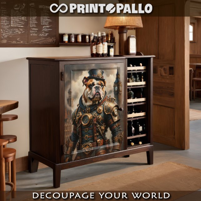 Papel De Seda Um bulldog inglês steampunk em Londres (Criador carregado)