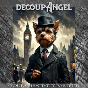 Papel De Seda Um Cachorro Yorkshire em Londres - Decoupage -