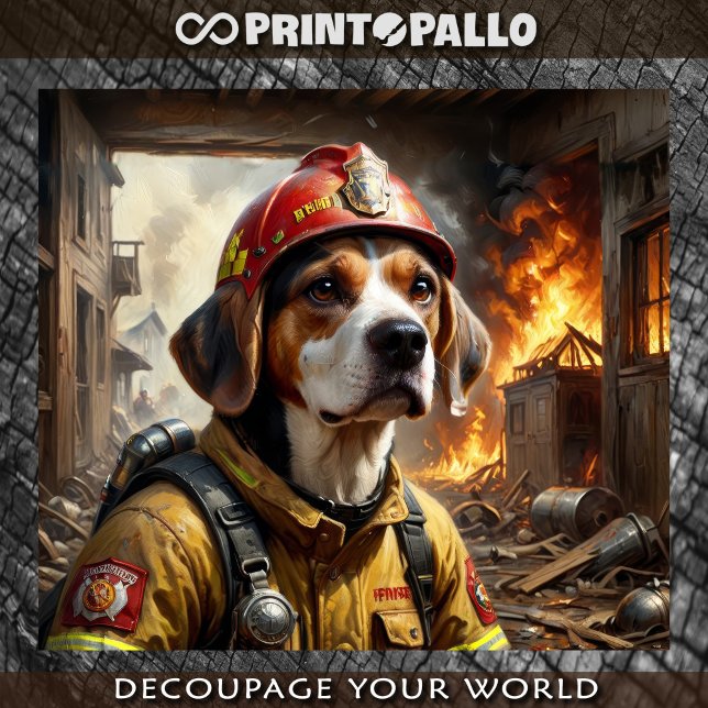Papel De Seda Um cão Beagle corajoso atua como Bombeiro -  (Criador carregado)
