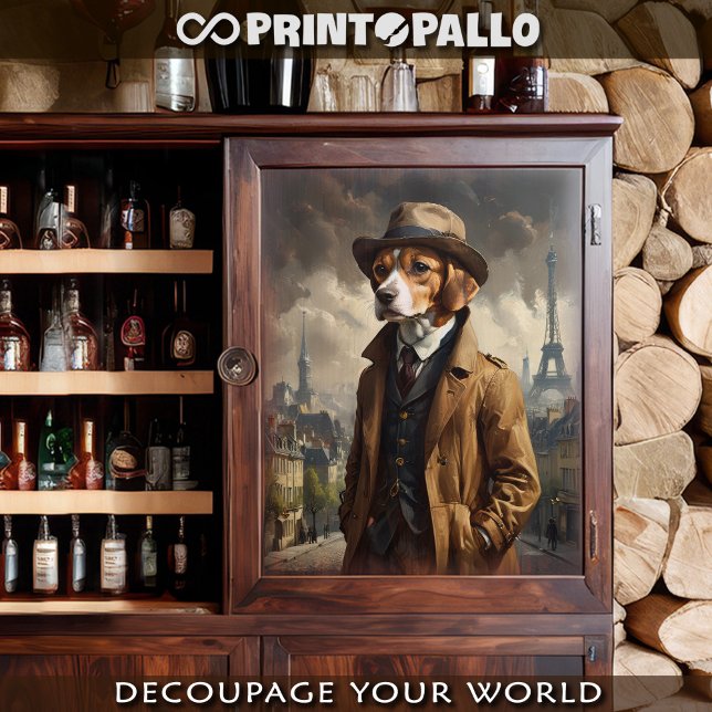 Papel De Seda Um cão detetive beagle em Paris em 1920 (Criador carregado)