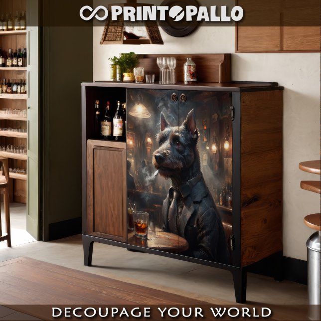 Papel De Seda Um cão Scott Terrier investiga num bar em 1920 (Criador carregado)