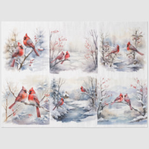 Papel De Seda Um Cardinal de inverno - Série Design 7