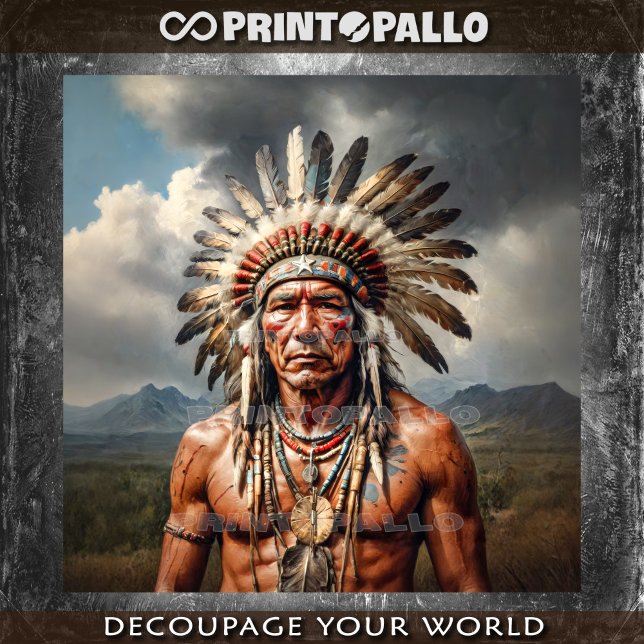 Papel De Seda Um chefe indiano idoso com uma morada de penas (Criador carregado)