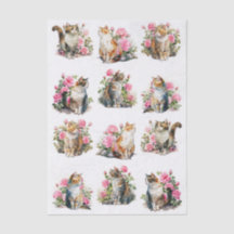 Um Conjunto de Gatos em Aquarela (Virados para Esq