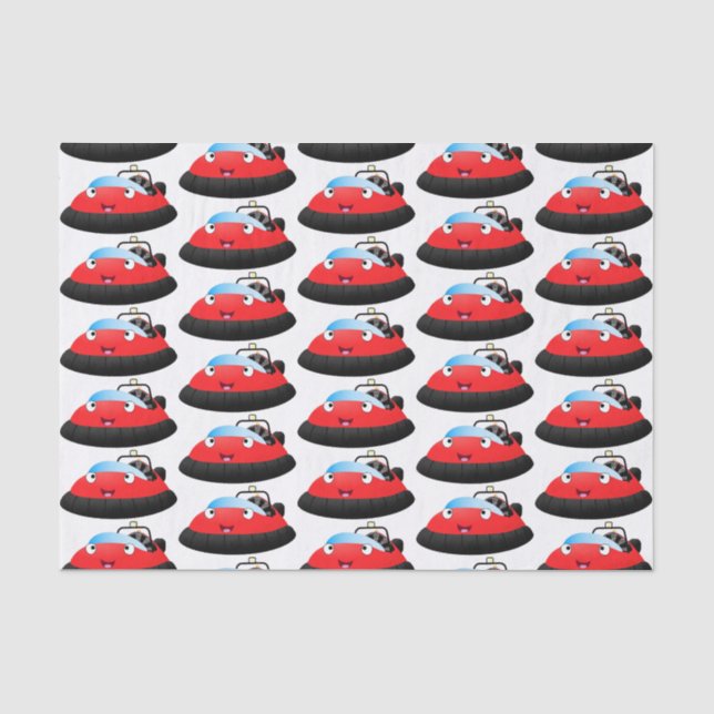 Papel De Seda Um desenho animado de hovercraft, vermelho e bonit (Frente )