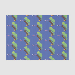 Papel De Seda Um desenho animado de lagarto de camaleão verde e