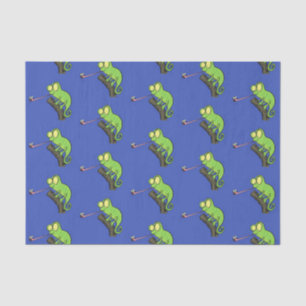 Papel De Seda Um desenho animado de lagarto de camaleão verde e
