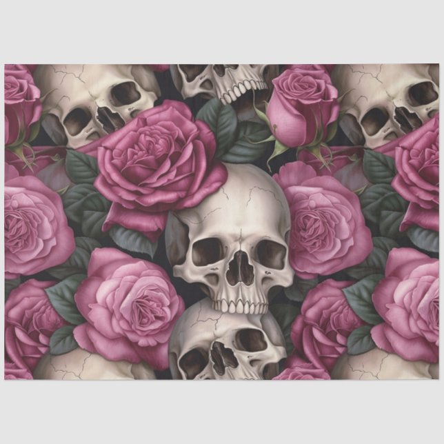 Papel De Seda Um desenho da série A Skull and Roses 5 (Frente )
