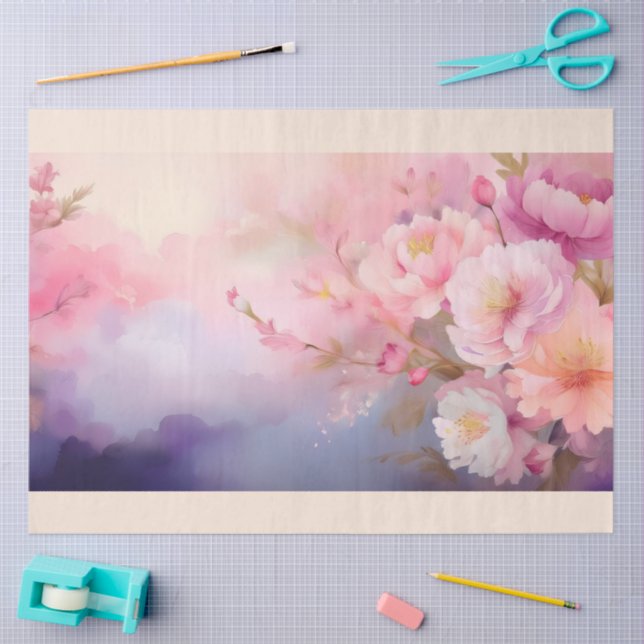 Papel De Seda Um Desenho de Flor Hazy #2 (Arte )