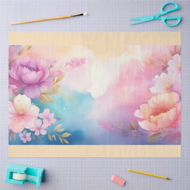 Papel De Seda Um Desenho de Flor Hazy #7 (Arte )