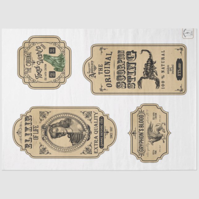 Papel De Seda Um Design 21 da Série Apothecary and Potion Label (Frente )