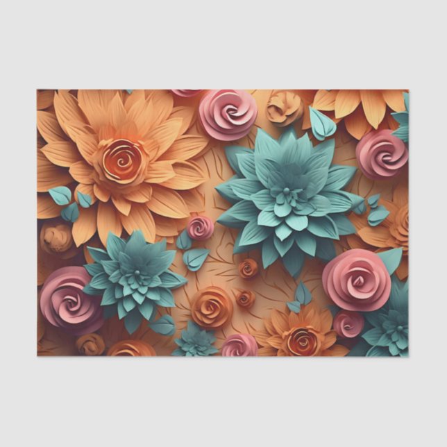 Papel De Seda Um Design 6 3D Flower Series (Frente )