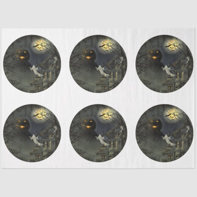 Papel De Seda Um Design 6 de Halloween Gótico redondo (Frente )