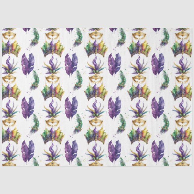 Papel De Seda Um Design 6 Mardi Gras Mascarado (Frente )