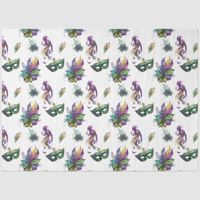 Papel De Seda Um Design 9 Mardi Gras Mascarado (Frente )