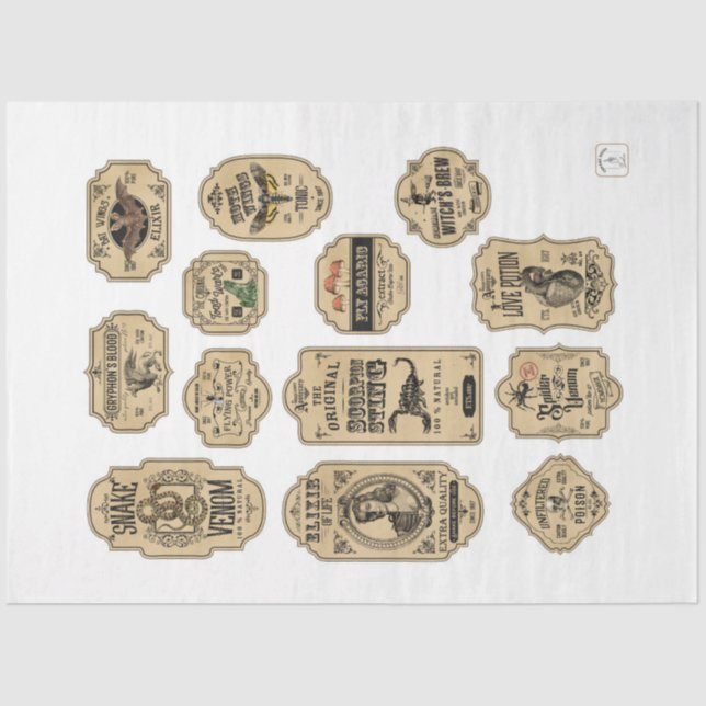 Papel De Seda Um Design da série Apothecary and Potion Label 19 (Frente )