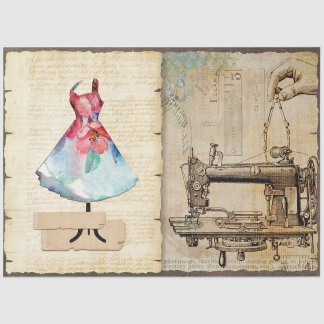 Papel De Seda Um Design de Diário de Sewing Lixo nº 18 (Frente )