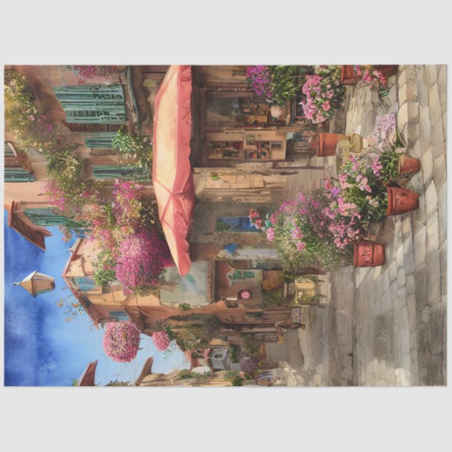 Papel De Seda Um Design de Ephemera, uma cena de rua italiana, 1 (Frente )