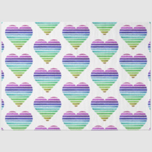 Papel De Seda Um design de série de coração listrado de arco-íri