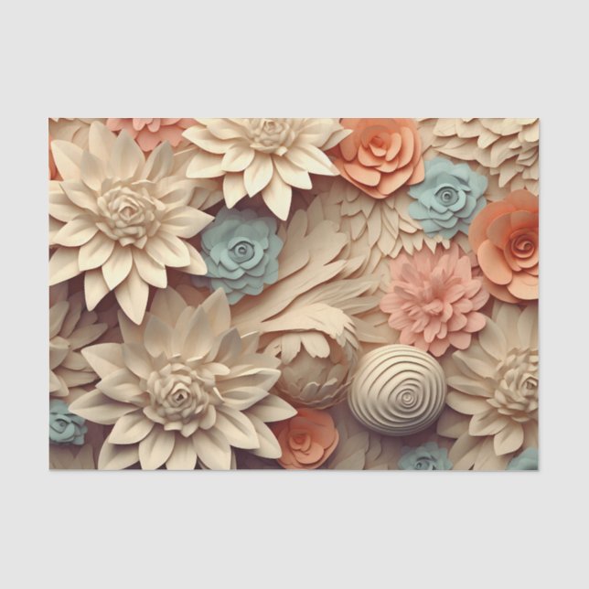 Papel De Seda Um Design de Série de Flores 3D 8 (Frente )