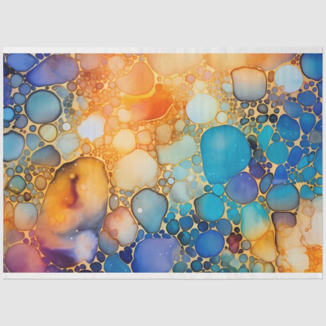 Papel De Seda Um Design de Série de Tinta Alcoólica Arco-íris 1 (Frente )