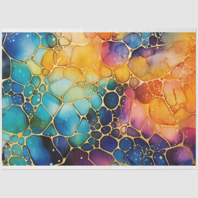 Papel De Seda Um Design de Série de Tinta Alcoólica Arco-íris 7 (Frente )