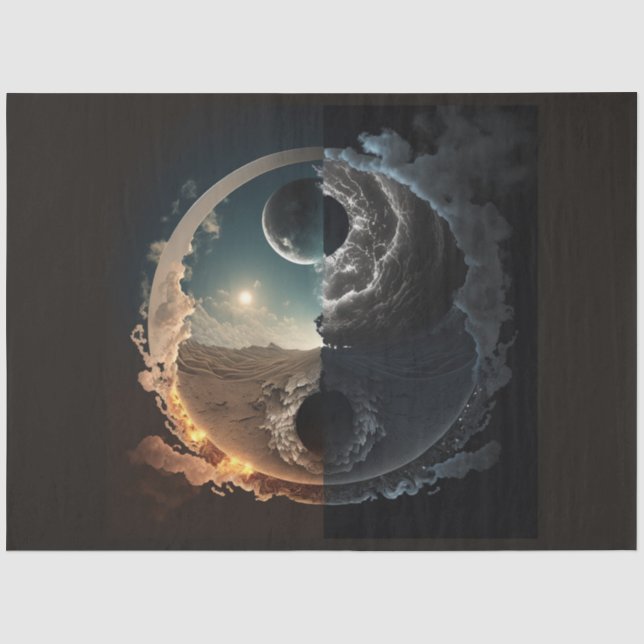 Papel De Seda Um Design de Série Ying Yang Abstrato 1 (Frente )