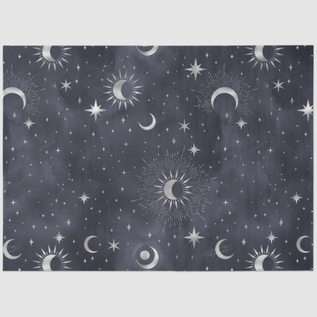 Papel De Seda Um Design de Silver Starry Night Series 9 (Frente )