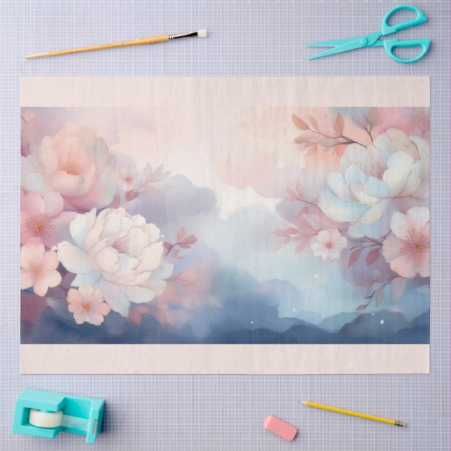 Papel De Seda Um Design Floral Difuso #8 (Arte )
