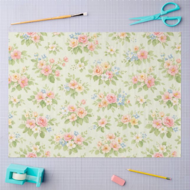 Papel De Seda Um Design Floral Elástico #11 (Arte )