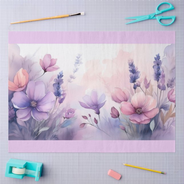 Papel De Seda Um Design Floral Sonhador #1 (Arte )