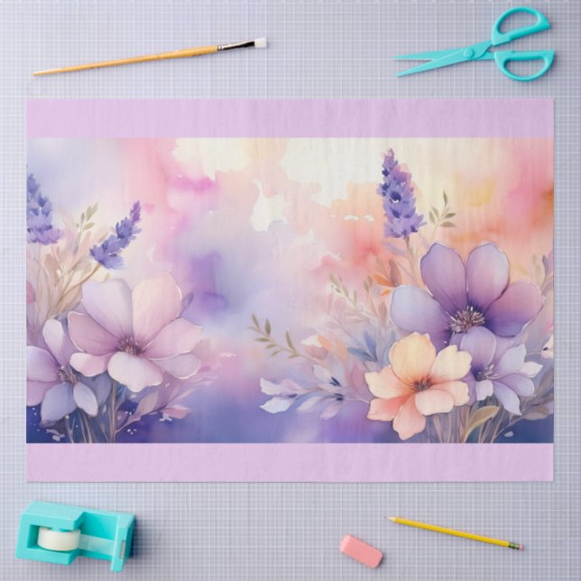 Papel De Seda Um Design Floral Sonhador #9 (Arte )