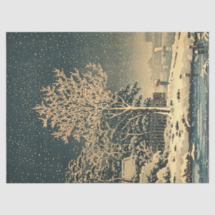Papel De Seda Um Dia de Inverno no Rio Sumida no Japão