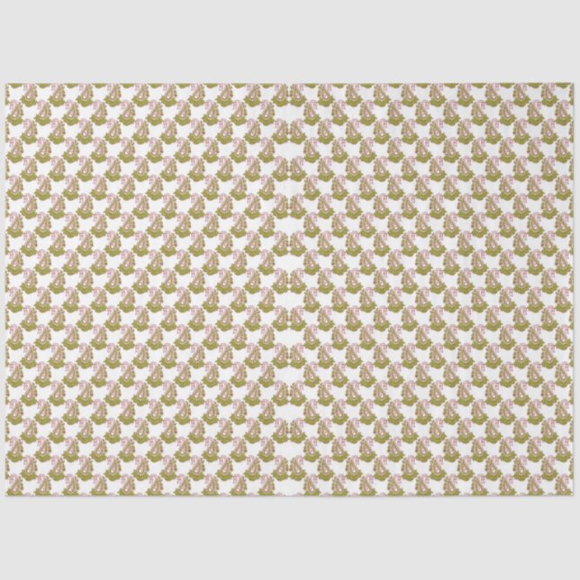 Papel De Seda um fundo branco com folhas verdes (Frente )