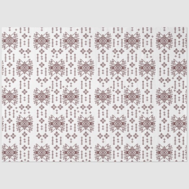 Papel De Seda um fundo branco com um padrão vermelho (Frente )