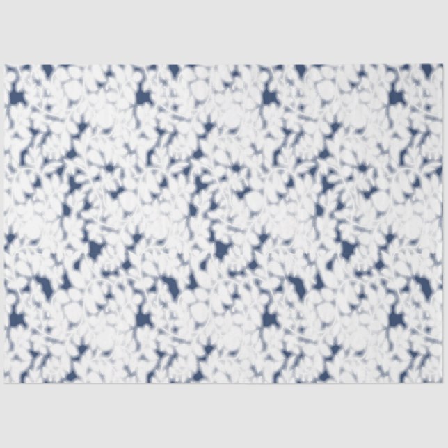 Papel De Seda um fundo branco e azul com um padrão (Frente )