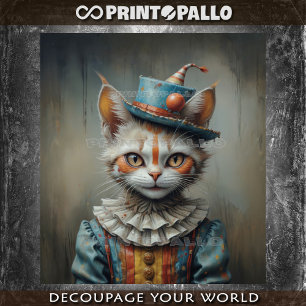 Papel De Seda Um gatinho assustador vestido de palhaço -
