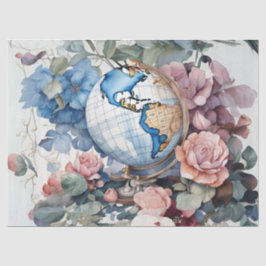 Papel De Seda Um Globo Em Um Jardim De Flores