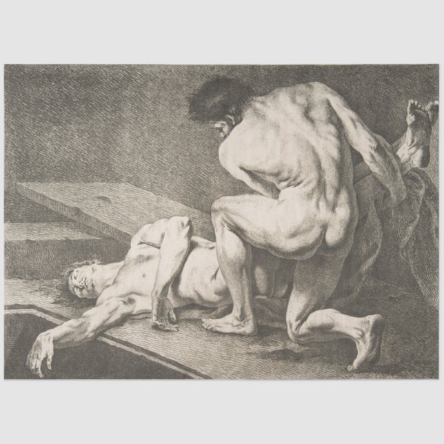 Papel De Seda Um homem levanta as pernas de outro homem (Frente )