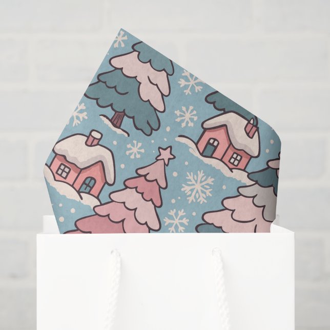 Papel De Seda Um Natal Rosa  (Sacola de presentes)