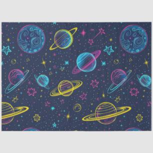 Papel De Seda Um Neon Cosmos Series Design 3