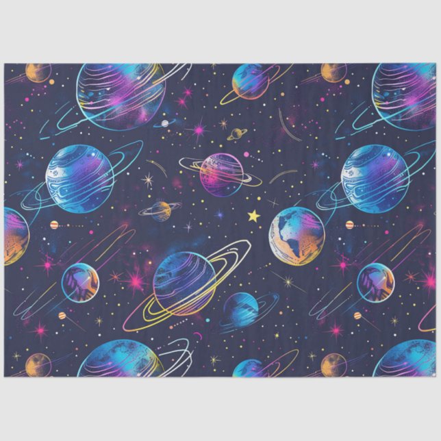 Papel De Seda Um Neon Cosmos Series Design 9 (Frente )