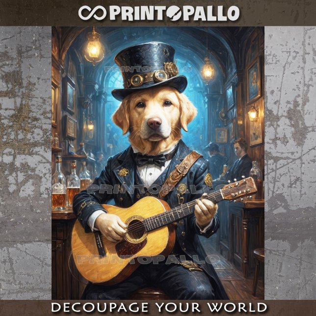 Papel De Seda Um nobre cão Labrador tocando guitarra - (Criador carregado)