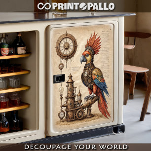 Papel De Seda Um papagaio Inca steampunk em pergaminho